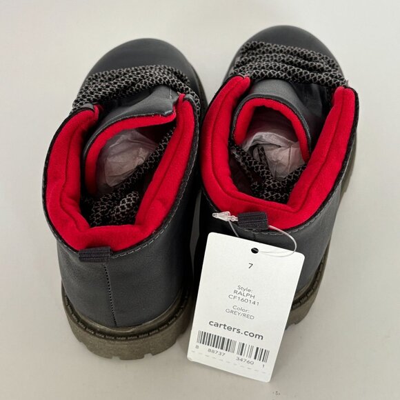 Carters Toddler Boys Ankle Boots Ralph Grey Fall Winter Lace Up Size 7 Shoes New - Picture 5 of 11